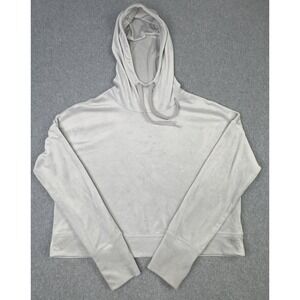 Aerie Offline Velour Cropped Gray Pullover Long‎ Sleeve Hoodie Women's Size M